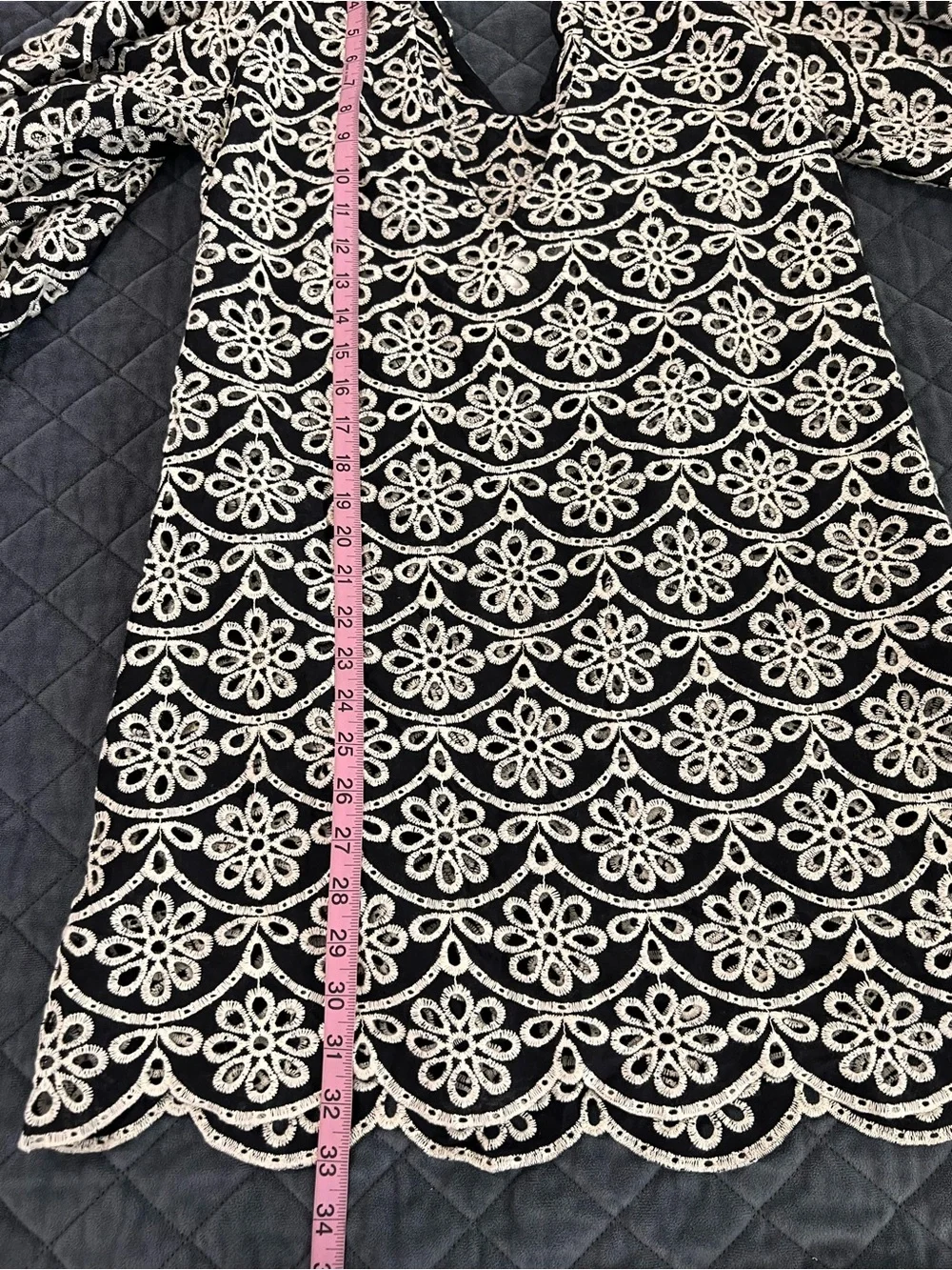 Kate Spade New York Eyelet Cover Up Dress Women’s XS Black Embroidered B23